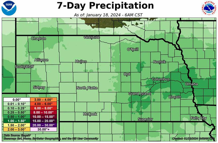 Precipitation totals as of Jan. 18