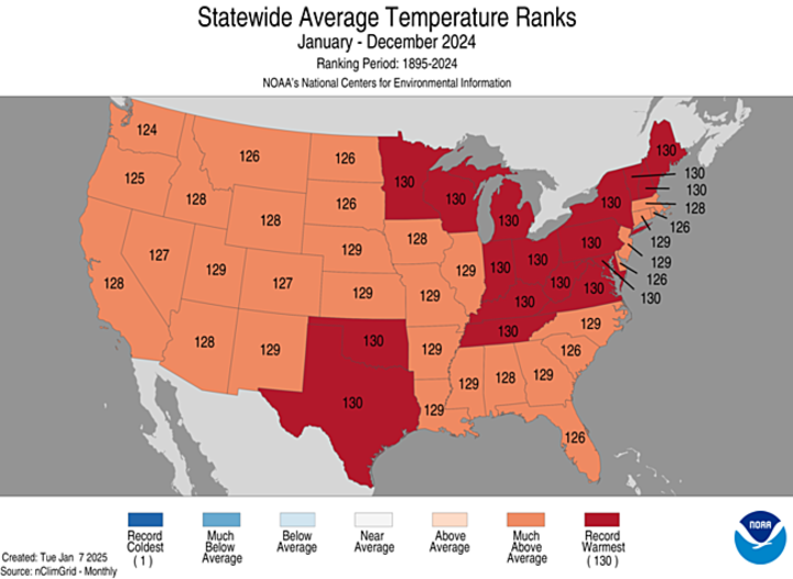 temperature state rankings map