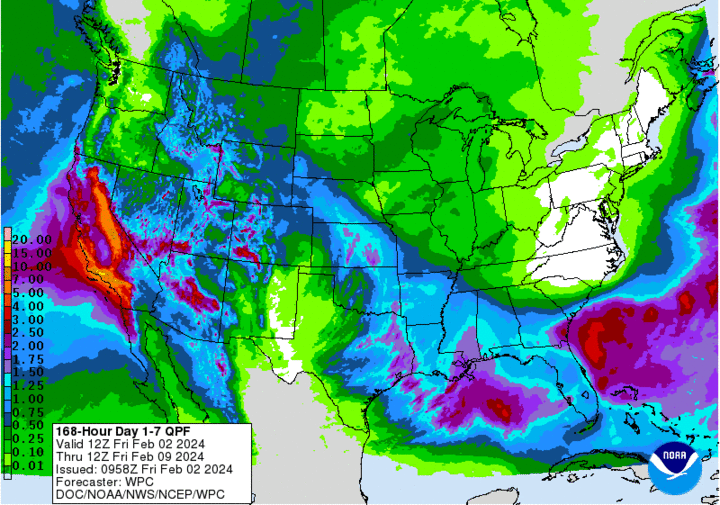 Precipitation forecast through Feb. 9