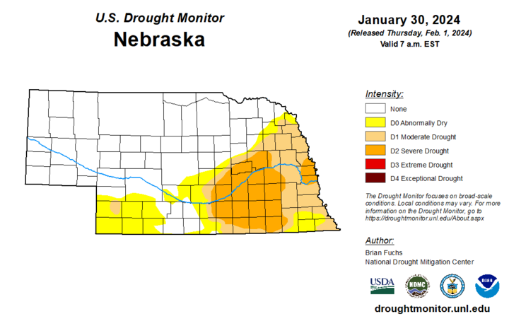 Drought monitor map for Jan. 30