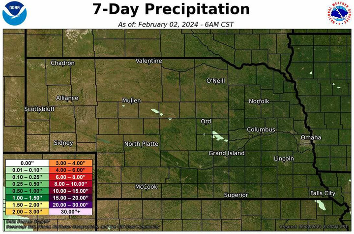 Seven-day precipitation totals