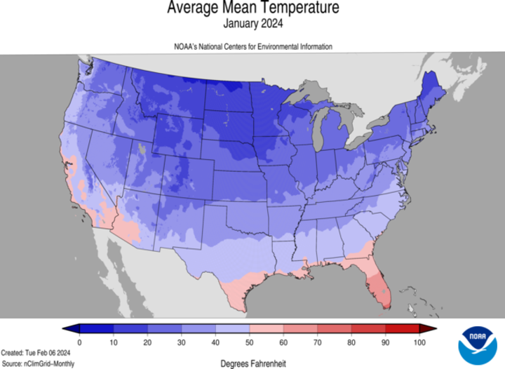 Average temperature for January 2024