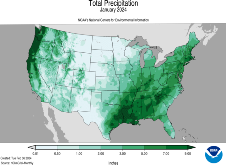 Total precipitation for January 2024