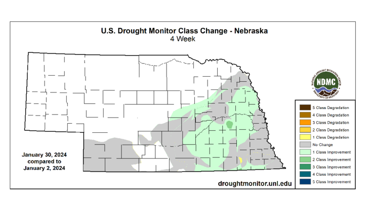 U.S. Drought Monitor changes from Jan. 2-30