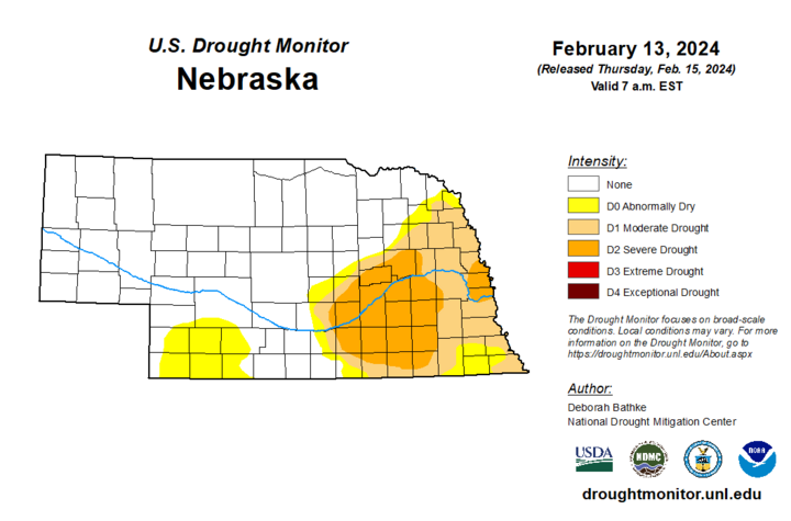 Drought Monitor map as of Feb. 15