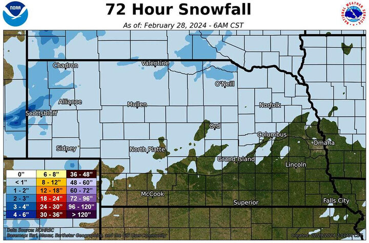 Recent snowfall map