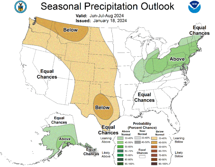 Summer 2024 precipitation outlook map