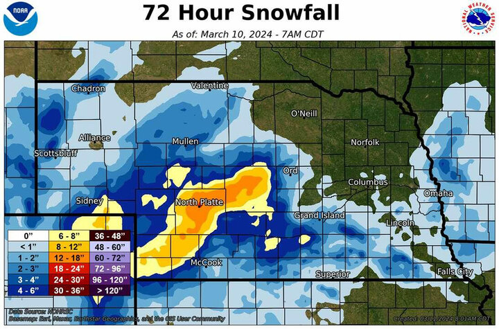 Recent snowfall map