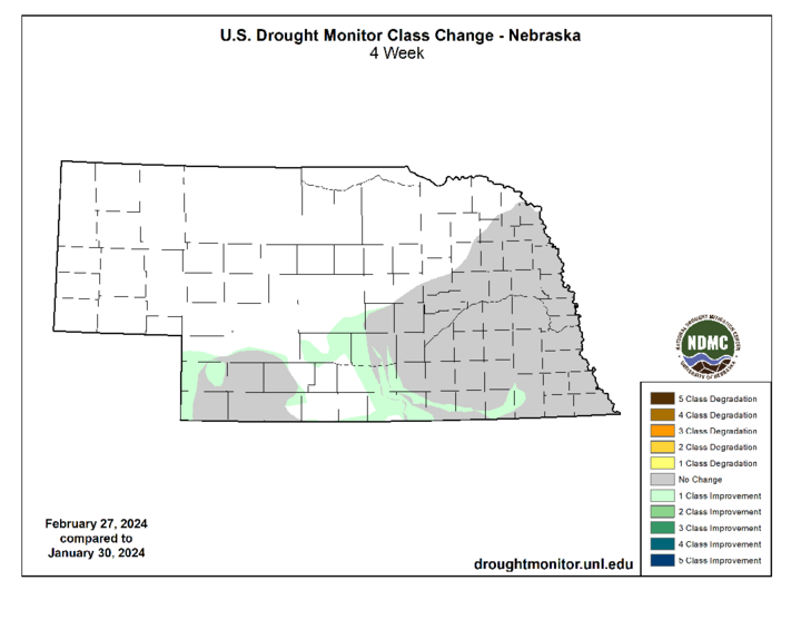 Drought Monitor changes in February map