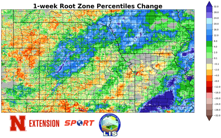Root zone soil moisture anomalies map