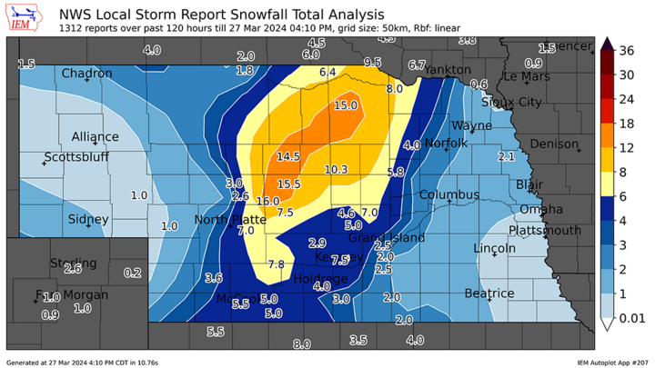 Recent snowfall map