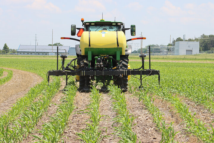 Tractor applying nitrogen