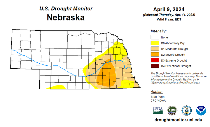 U.S. Drought Monitor map for April 9