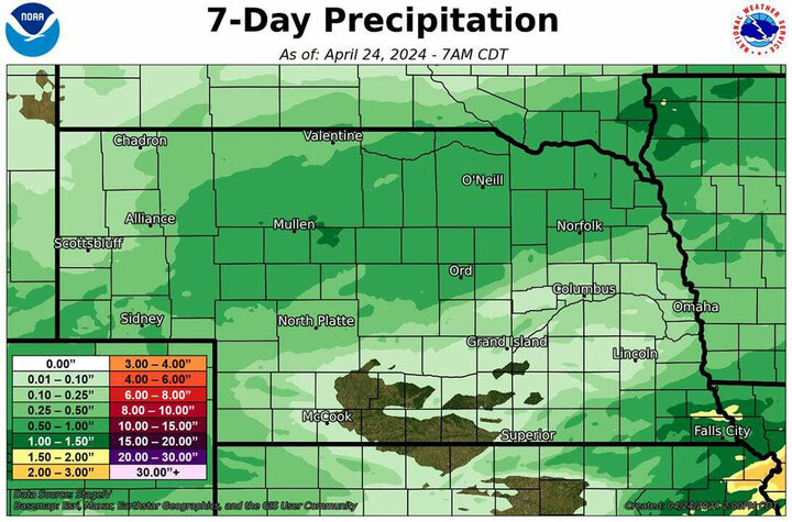 Seven-day precipitation totalsmap