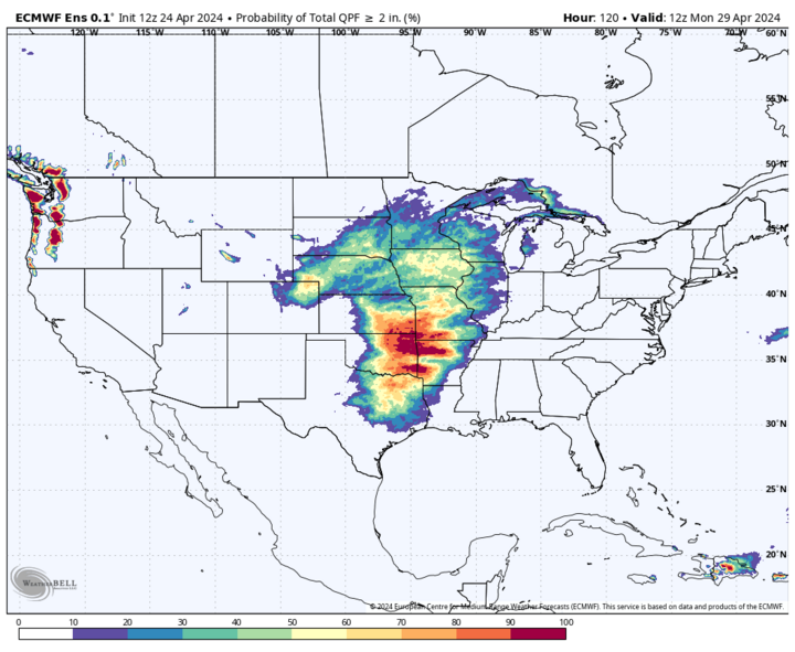 Two inch precipitation map