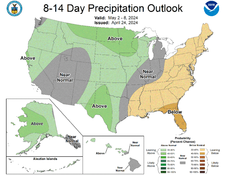  Eight- to 14-day precipitation outlook map