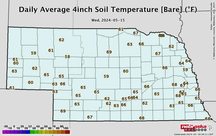 Four-inch bare soil temperatures May 15