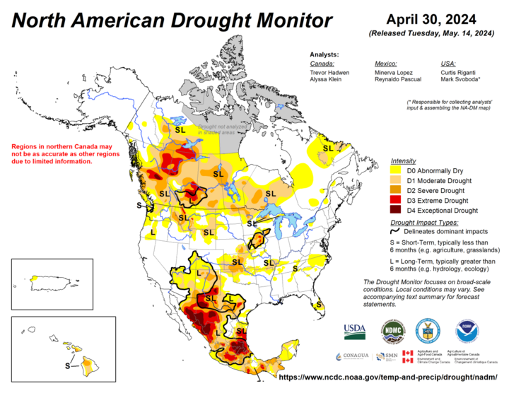 North American Drought Monitor for April 30