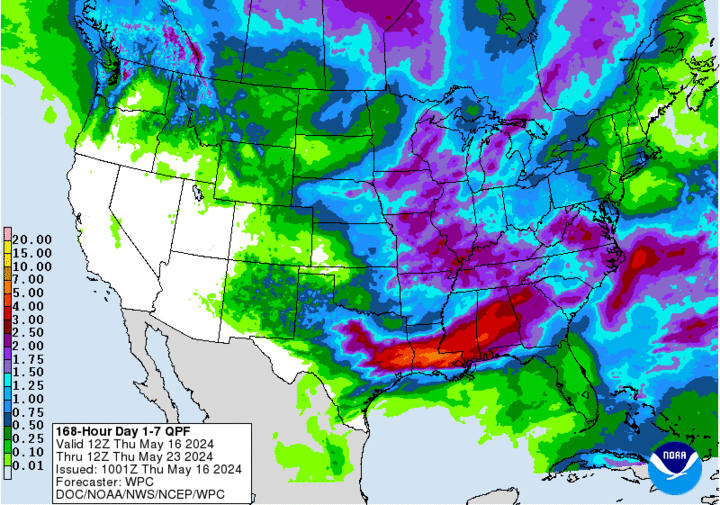 WPC precipitation projections May 16-23