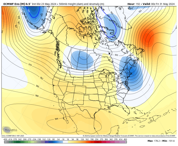 500-mb Height anomalies map