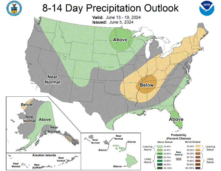 Eight- to 14-day precipitation outlook map