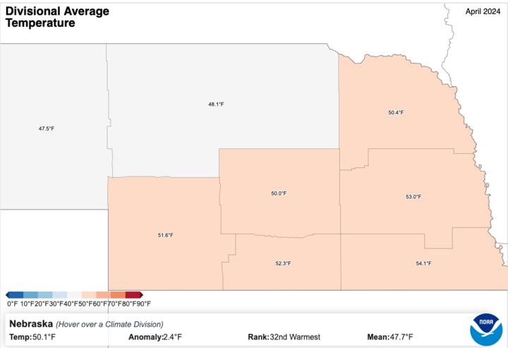 Average temperature map