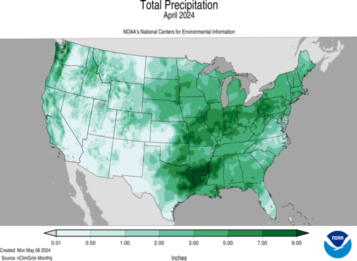 Total precipitation U.S. map