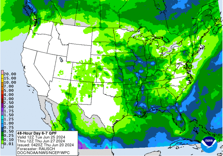 WPC precipitation June 25-27 map