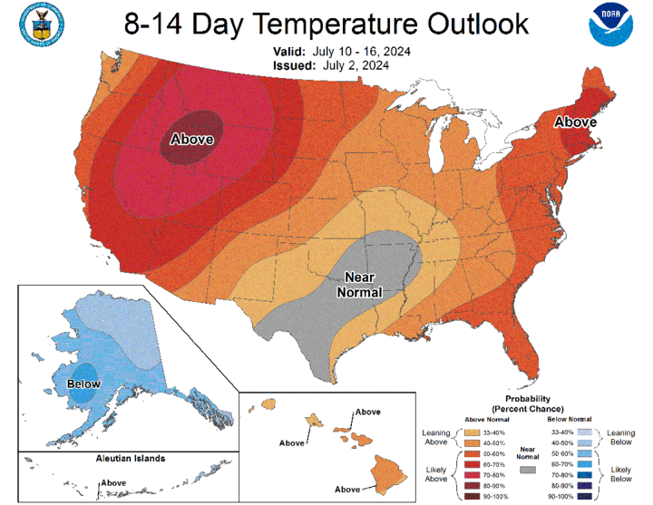 Eight- to 14-day precipitation outlook map