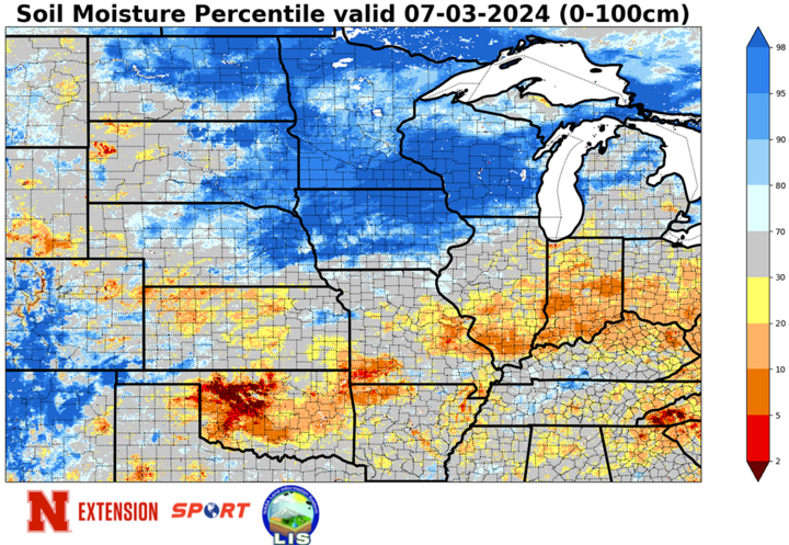 Soil moisture percentiles map