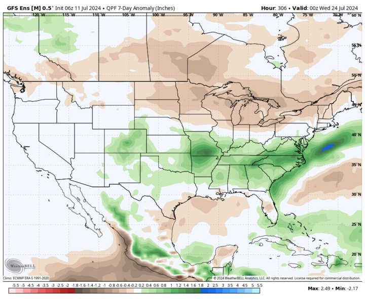 Precipitation anomalies map