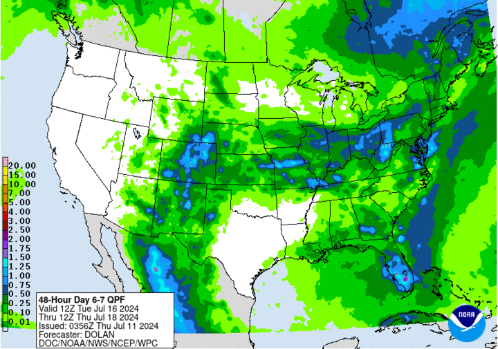 WPC precipitation June 25-27 map