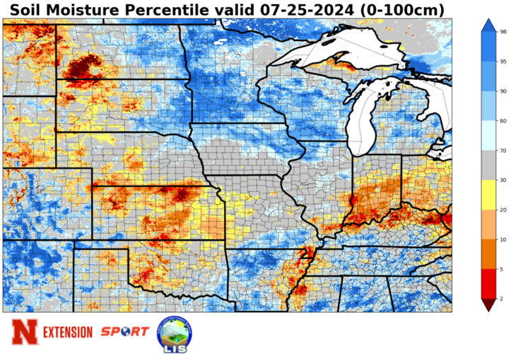 Soil moisture percentiles map