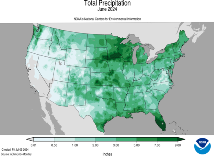 Total precipitation June 2024 map