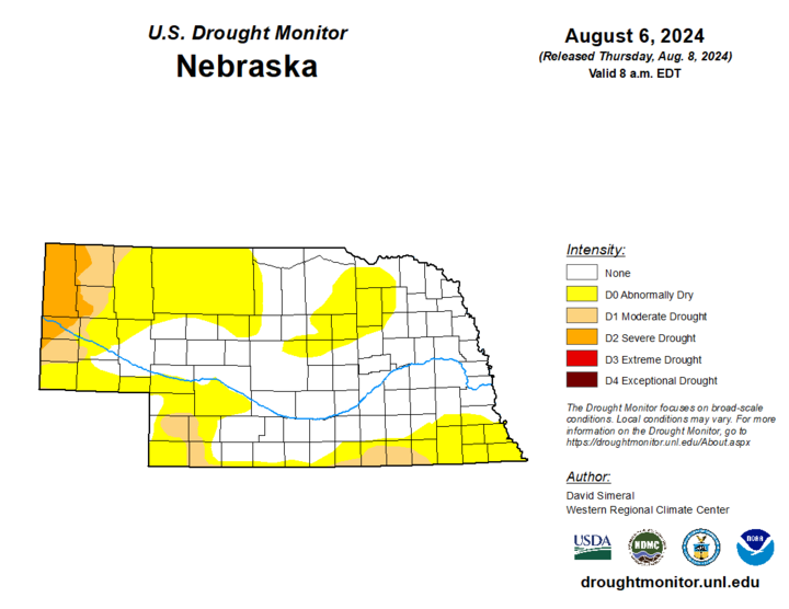 U.S. Drought Monitor Aug. 6 map