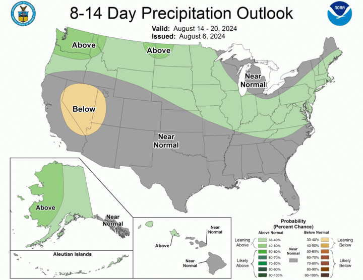 Aug. 14-20 precip outlook map