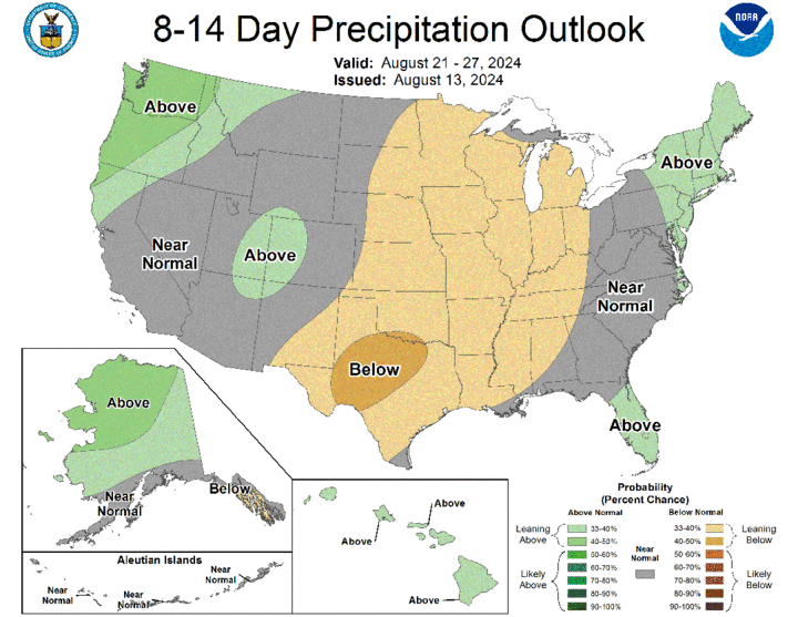 Eight- to 14-day precipitation outlook map