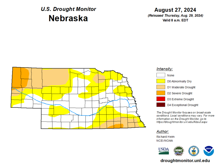 Aug. 27 Drought Monitor map