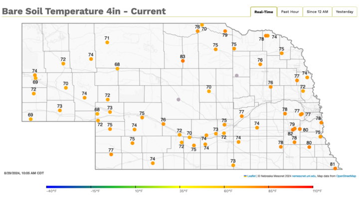 Aug. 29 soil temperatures map