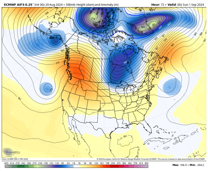 Average 500-mb height pattern Aug. 31 map