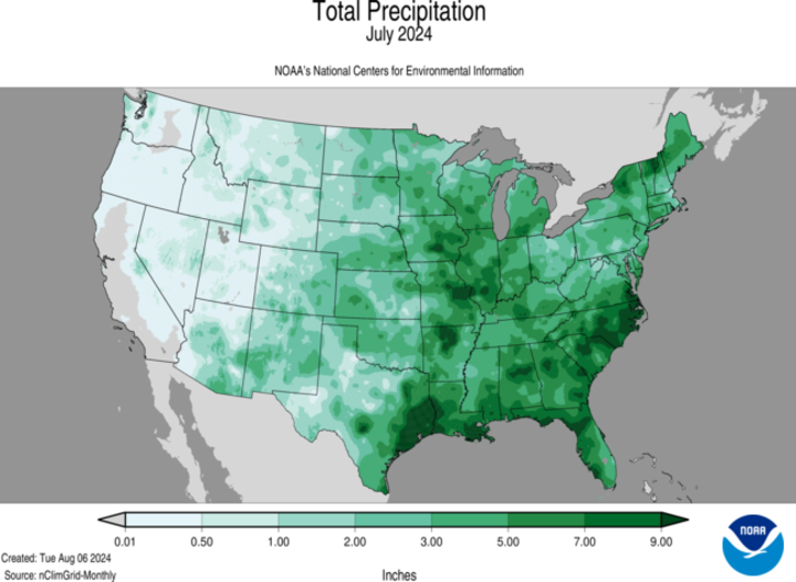 Total precipitation July map