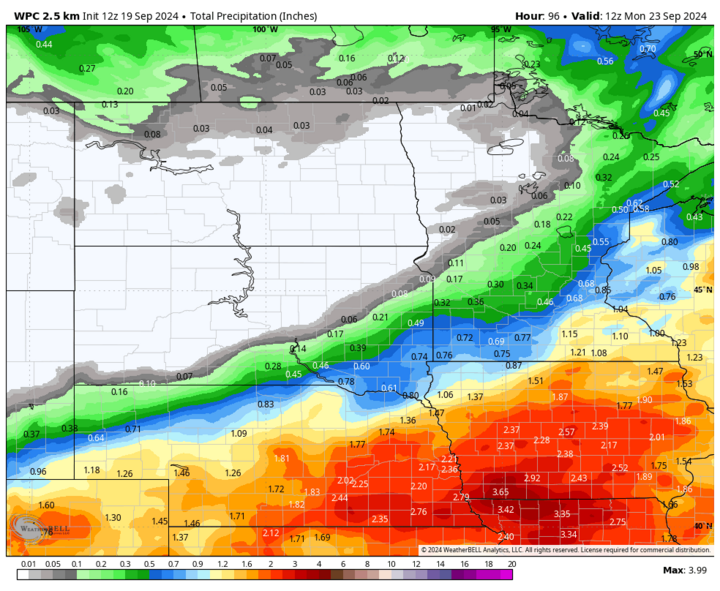 Precipitation through Sept 23 map