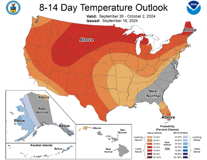 Extended temp outlook map