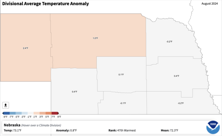 August 2024 temperature anomalies map