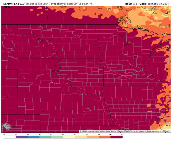 Precipitation probability weekly map