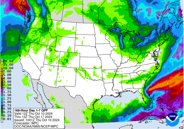 Seven day precipitation map