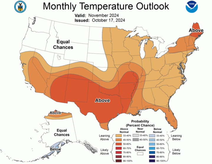 November temperature outlook map