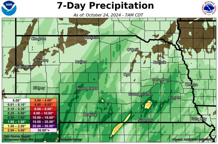 Seven day precip map