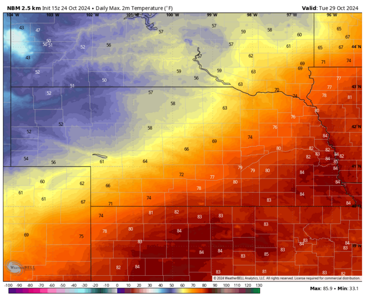 High temps map