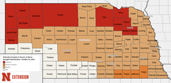 Nebraska drought county map